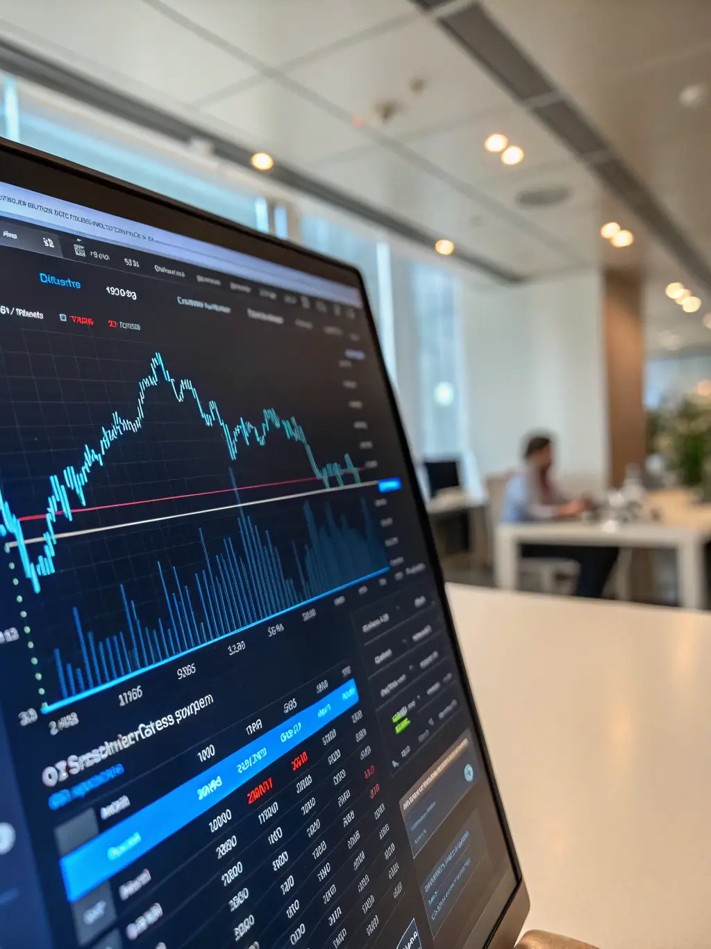 A close-up of a computer screen displaying AI-driven trading signals on the AX Trading platform for the AI-Powered Account.