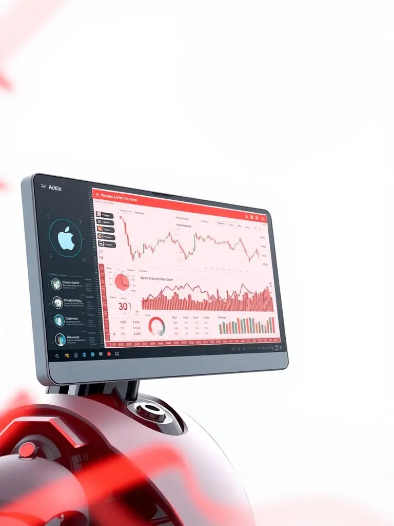 A close-up shot of the Ax Trading platform interface, highlighting the AI-powered insights feature with data visualizations and trading recommendations.